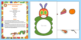 What Did the Caterpillar Eat? Sensory Bag to Support Teaching on The Very Hungry Caterpillar - EYFS planning, Early years activities, early years, homework activities, phonics, Letters and Sounds, Phase 1, Aspects 1 to 7