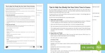 Extra Time in Exams Pupil Guide - Access arrangements, ecam, extra, time, sen, tips, help, guide