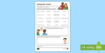Making New Friends at Secondary School Activity Sheet - Secondary Transition Resources, friendships, transition, relationships, behaviour, conversation, tea