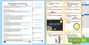 EYFS Light and Dark Discovery Sack Plan and Resource Pack - EYFS, light, dark, science