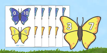 Number Bonds to 10 Matching Cards (Butterflies) - Minibeasts - Number Bonds, butterfly, butterflies, Matching Cards, Number Bonds to ten, counting, number recognition, minibeasts, numeracy, numbers, number bonds, matching