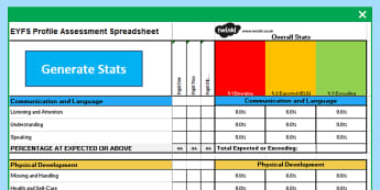 EYFS Profile Assessment Spreadsheet - EYFS, Early Years, assessment, ELG, EYFSP, Early Years Profile, Reception, Good Level of Development, Emerging, Expected, Exceeding