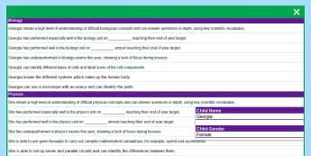 Report Writing Bank of Statements KS3 Science Spreadsheet - Teachers, statements, aid writing, annual, generator, review, 