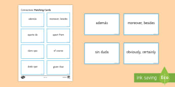 Connectives Matching Cards Spanish