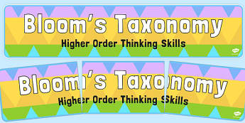 Bloom's Taxonomy Higher Order Thinking Skills Display Banner - display