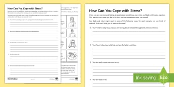 How Can You React To Stress Positively? Activity Sheet - behaviour, emotions, young people, PSHCE, relationships, pressure, worksheet
