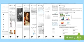 What Is History? Activity Sheets - Secondary Transition Resources, History, transition, chronology, timeline, century, time, history sk