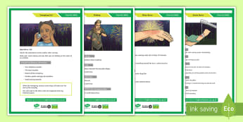 St John Ambulance: Big First Aid Lesson Display Posters - first aid, health, care, safety, burns, bonfire night, st john ambulance, emergency call, phone, amb