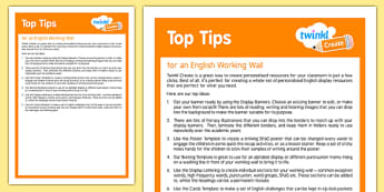 Using Twinkl Create for an English Working Wall  Top Tips