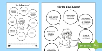 How Do Boys Learn? Fact Sheet - Boys learning, Boys Studying, inset, Training, Support 