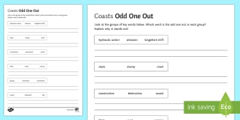 Coasts Activity Sheet - Coasts, management, erosion, transportation, deposition, waves, tourism