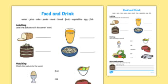 Food and Drink Activity Sheet, worksheet