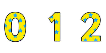 Yellow and Blue Stars Display Numbers - stars, display, numbers