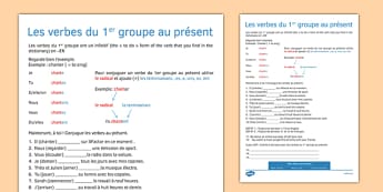 Le présent des verbes en -ER Present Tense ER Verbs French - french, present tense, er, verbs, tense