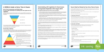Access arrangements Resource Pack - sen, dyslexia, extra time, help, precautions