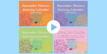 November Phonics Activity Calendar PowerPoint Pack - Reading, Spelling, Game, Starter, Sounds