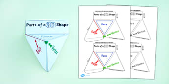 Parts of a 3D Shape Interactive Visual Aid - shapes, 3D shapes, 3D shapes, attributes, face, edge, vertex