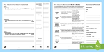 Industrial Revolution - End of Unit Assessment Pack - Industrial Revolution, Source Analysis, Steam Power, Factories, Trade, Victorian, Machines, 