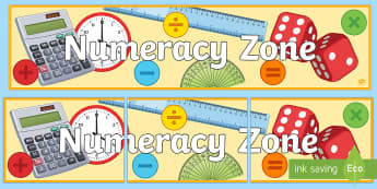 Numeracy Zone Banner - Key Stage 4 Entry Level, display, numbers, colourful, 