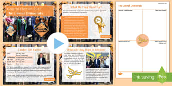 The Liberal Democrats PowerPoint Pack - Tim Farron, manifesto, history, politics, vote, prime minister, member of parliament