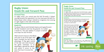 Rugby Union Laws: Knock-On and Forward Pass Display Poster - PE, KS3, KS4, rugby, laws, knock on, forward pass