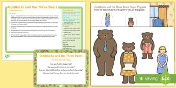 Goldilocks and the Three Bears Small World Play Idea and Printable Resource Pack - Goldilocks and the Three Bears, tuff tray, tuff spot, fairy tales, bears, small, medium, large, porr