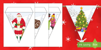 Christmas Display Bunting - secondary, santa, rudolph, banner, decoration, tree, 