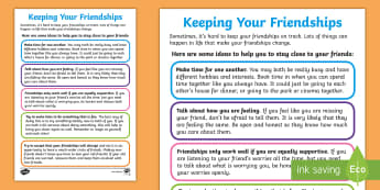 Keeping Your Friendships Guide - PSHCE, young people, transition, bullying, emotions