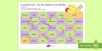 April Fools' Snakes and Ladders French - Poisson d'avril, April Fools Day, April Fool's Day, 1st April, 1er avril, premier avril, joke, bla