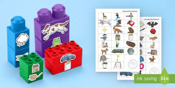 Rhyming Towers Connecting Bricks Game - EYFS, Early years, KS1, Literacy, rhyme.