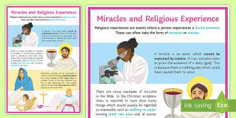Miracles and Religious Experience A2 Display Poster - Miracles, Visions, religious Experience, God, Theism, Atheism, agnostic