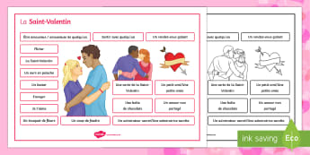 Valentine's Day Word Mat - Valentine's Day, French, 14th February, Saint Valentin, word, vocabulary, vocabulaire, mat,French