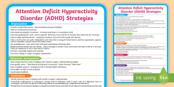 ADHD Support Strategies Display Poster - SEN, attention deficit hyperactivity disorder, advice, techniques, behaviour, managing