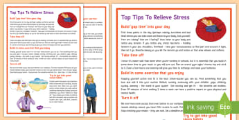 Secondary Pastoral Support Material Top Tips - stress, anxiety, mindful, wellbeing, organisation