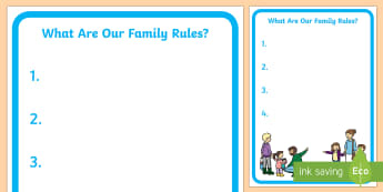 Our Family Rules Poster  - Young People & Families Case File Recording, referral, chronology, contents page,buddy system, safeg