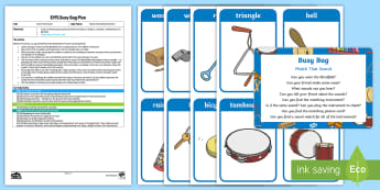 Match That Sound Busy Bag Plan and Resource Pack - instruments, percussion, aspect 2, Letters and Sounds, Phonics, listening, sound, music