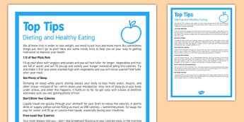 Top Tips  Dieting and Healthy Eating - top tips, dieting, healthy eating, health, eat, diet