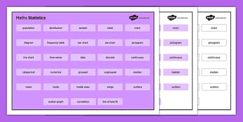 KS3 Maths Word Mat Statistics - KS3, KS4, GCSE, Maths, keywords, vocabulary, revision, statistics, data handling