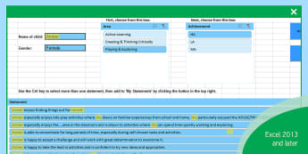 EYFS Report Writing Bank of Statements Easy Selection Tool - Characteristics of Effective Learning Report - CoEL, reports, two year progress check, reporting, assessment, 