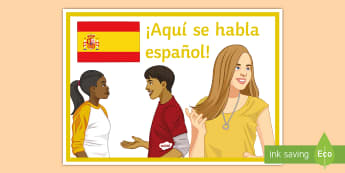We Speak Spanish In Here Door Display Poster - languages, MFL department, decoration, classroom, organisation