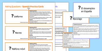 GCSE Spanish Asking Questions Practice Cards