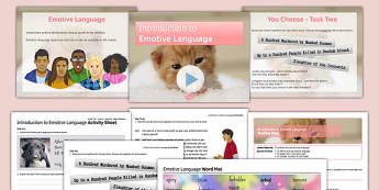 Introduction to Emotive Language Lesson Pack - introduction, emotive, language, lesson pack
