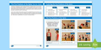 Five Positions of the Spine Contemporary Dance Choreographic Activity - Toolbox, cunningham technique, gcse