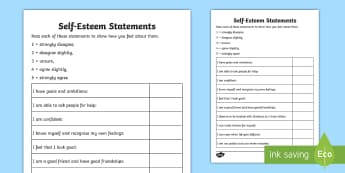 Self-Esteem Statements Young People & Families Case File Recording Planning Template - Young People & Families Case File Recording, confidence, confident, referral, chronology, contents p