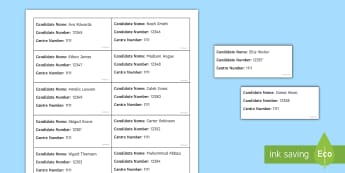 Exam Seating Editable Label Generator English - Exam, Invigilation, Invigilators, Seating plan, labels 