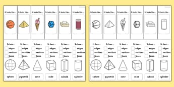 3D Shape Properties Interactive Visual Aids - 3D shapes, shapes, 3D shapes, attributes, face, edge, vertex, sphere, pyramid, cone, cube, cuboid, cylinder
