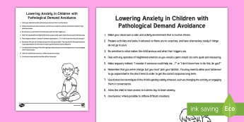Lowering Anxiety in Children with Pathological Demand Avoidance Adult Guidance - Anxiety, PDA, Stress, Pathological, Demand, Avoidance 