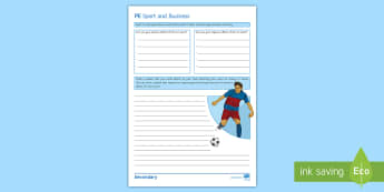 PE Cover Lesson - Sport and Business Activity Sheet - PE, KS3, KS4, Cover, sport, worksheet
