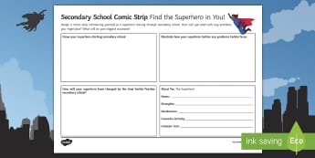 Secondary School Superhero Comic Strip  - Secondary Transition Resources, comic strip, superhero, induction, taster day, display