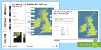 Geography Department Prospective Parents' Evening: Salt Dough Relief Map of the British Isles Activity Sheet - Geography, KS3, Relief Map, Salt Dough, Mountains, Worksheet